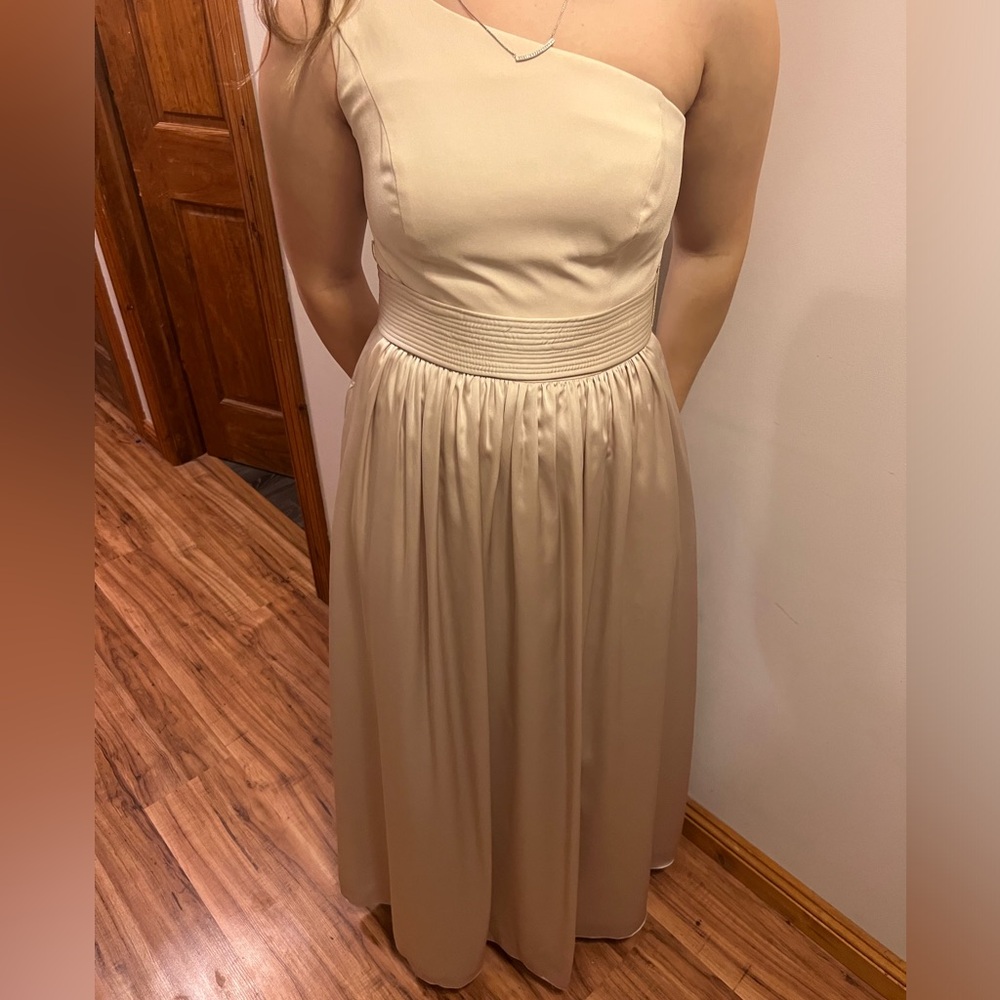 White by VERA WANG Cream One Shoulder Bridesmaid Dress 8